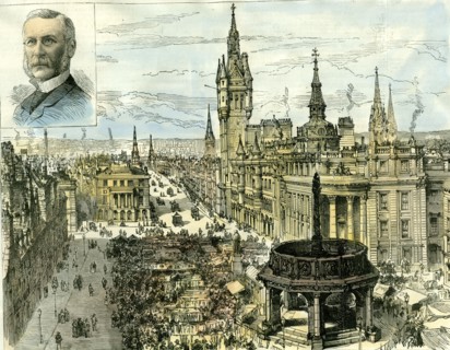 Aberdeen, 1885, U.K., Castle street and the Municipal Buildings; looking down Union Street