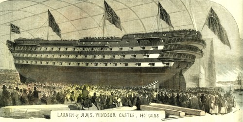 Launch of HMS. Windsor Castle, 140 guns, 1852