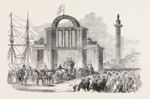 HER MAJESTY'S VISIT TO HULL AND GRIMSBY: ARCH IN WHITEFRIARS AT THE WILBERFORCE COLUMN, HULL, 1854