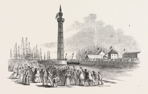 HER MAJESTY'S VISIT TO HULL AND GRIMSBY: THE FAIRY STEAMER ENTERING GRIMSBY DOCK, 1854