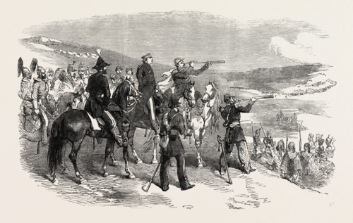 THE CRIMEAN WAR: LORD RAGLAN AND GENERAL CANRORERT VISITING THE FRENCH OUTPOSTS OPPOSITE
