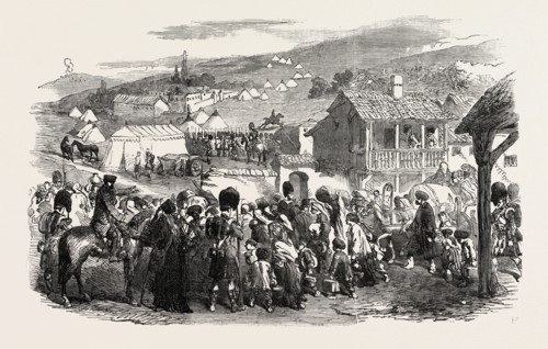 THE CRIMEAN WAR: THE INHABITANTS LEAVING BALACLAVA, BY ORDER OF LORD RAGLAN, 1854