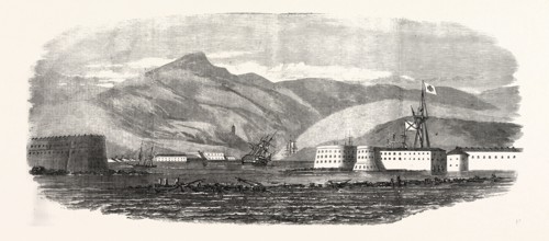 THE CRIMEAN WAR: THE SUNKEN SHIPS AT THE MOUTH OF THE HARBOUR OF SEBASTOPOL, 1854