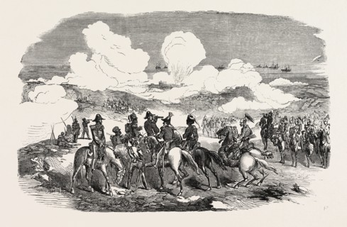 THE CRIMEAN WAR: BOMBARDMENT OF SEBASTOPOL. GENERAL SIR DE LACY EVANS AND STAFF, 1854