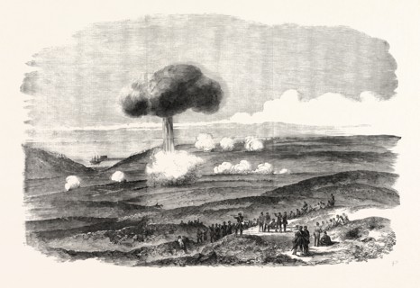 THE CRIMEAN WAR: THE SIEGE OF SEBASTOPOL: EXPLOSION OF A POWDER MAGAZINE IN THE ENGLISH TRENCHES,
