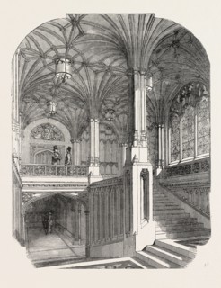 THE NEW HOUSES OF PARLIAMENT: MEMBER'S STAIRCASE, HOUSE OF COMMONS, 1854, UK