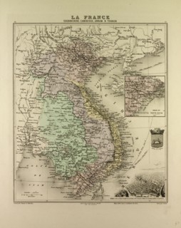 MAP OF VIETNAM, CAMBODIA, THAILAND, LAOS, 1896