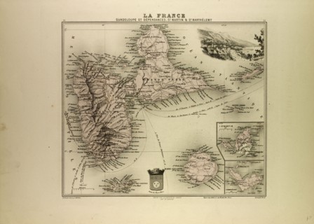 MAP OF GUADELOUPE, ST. MARTIN AND ST. BARTHÃâLEMY, 1896