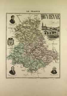 MAP OF HAUTE VIENNE, 1896, FRANCE