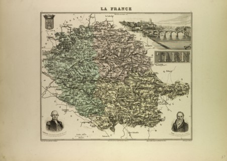MAP OF TARN, 1896, FRANCE