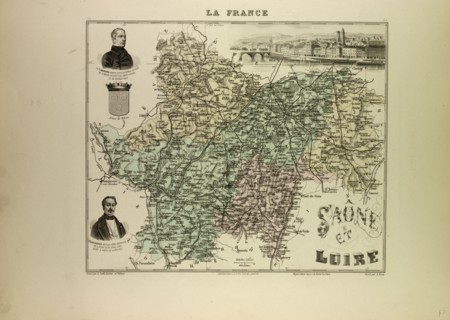 MAP OF SAÃîNE AND LOIRE, 1896, FRANCE