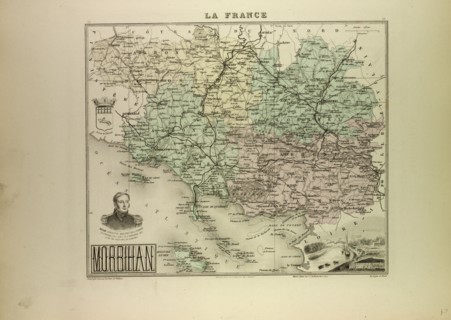 MAP OF MORBIHAN, 1896, FRANCE