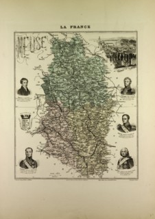 MAP OF MEUSE, 1896, FRANCE