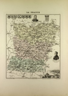 MAP OF MAYENNE, 1896, FRANCE