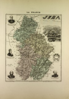 MAP OF JURA, 1896, FRANCE