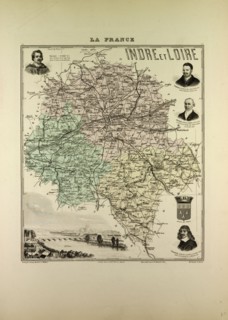 MAP OF INDRE AND LOIRE, 1896, FRANCE