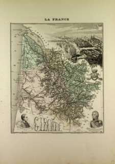 MAP OF GIRONDE, 1896, FRANCE