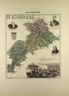 MAP OF HAUTE GARONNE, 1896, FRANCE