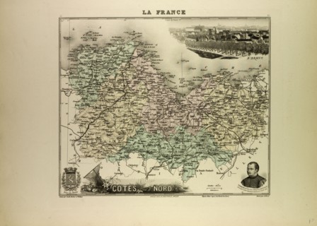 MAP OF CÃƒâ€ùTES DU NORD, 1896, FRANCE