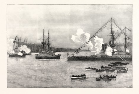 THE ARRIVAL OF THE DUKE OF CAMBRIDGE ON BOARD H.M.S. EDINBURGH AT MALTA, THE MEDITERRANEAN SQUADRON