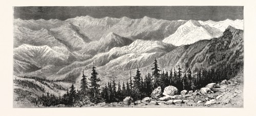 ENGLAND'S LITTLE WARS: VIEW OF THE PRINCIPAL PEAKS OF THE BLACK MOUNTAIN, NORTHERN INDIA, WHERE A