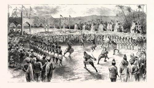 OPENING OF THE BENGAL-NAGPUR RAILWAY BY HIS EXCELLENCY THE VICEROY OF INDIA: VILLAGE DANCE OF THE