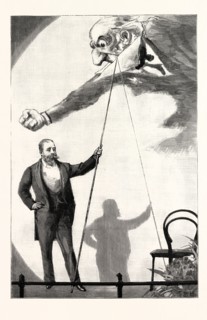 MR. HARRY FURNISS LECTURING ON THE HUMOURS OF PARLIAMENT: THE LECTURER AND THE G.O.M. BECOME A