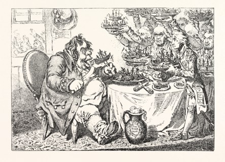 JOHN BULL, TAKING A LUNCHEON, OR BRITISH COOKS CRAMMING OLD GRUMBLE GIZZARD WITH BONNE-CHÃƒË†RE