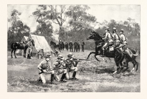THE ROYAL MILITARY TOURNAMENT: THE VICTORIAN RIFLES PRACTISING AT WINDSOR, UK