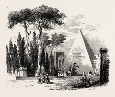 THE ENGLISH CEMETERY, AND PYRAMID OF CAIUS CESTIUS. Rome, Italy