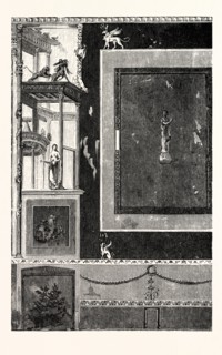 FRESCO FROM THE HOUSE OF SIRICUS, AT POMPEII: Figures of Greek and Roman deities, about two-thirds