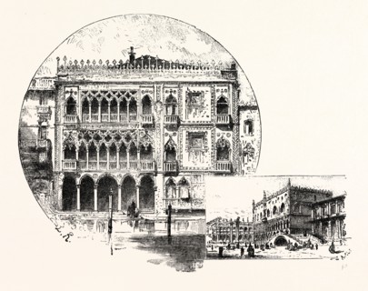 CA' D'ORO PALACE ON THE GRAND CANAL (LEFT), PALACE OF THE DOGES (RIGHT), VENICE