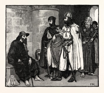 PILGRIM (A), PALMER (D), HOSPITALLER (B), TEMPLAR KNIGHT (C), AND CONVENTUAL TEMPLAR (E). (a,
