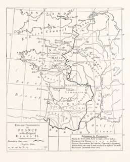 MAP OF THE ENGLISH POSSESSIONS IN FRANCE (1189).
