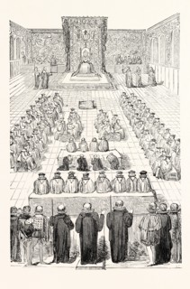 QUEEN ELIZABETH'S PARLIAMENT. (From an Engraving of the Period.)