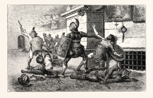 VANQUISHED GLADIATOR IN THE ARENA APPEALING TO THE PEOPLE FOR HIS LIFE