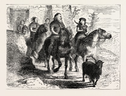 ATHELING, OR YOUNG NOBLE, RIDING WITH HIS ATTENDANTS.