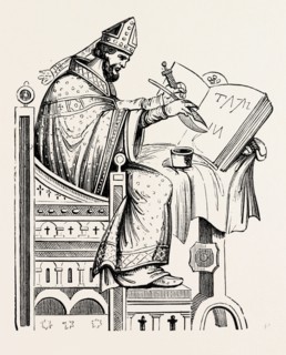 ST. DUNSTAN, FROM A SAXON MISSAL.