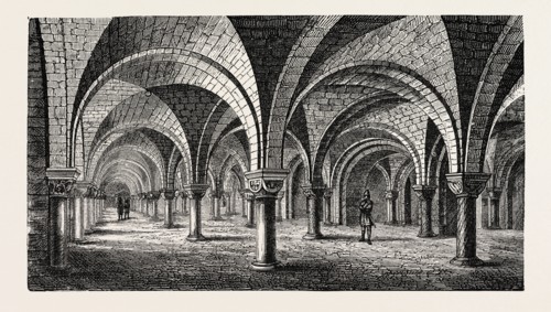 NORMAN ARCHITECTURE, CRYPT OF CANTERBURY CATHEDRAL.