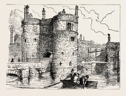 MOAT AND ENTRANCE TOWER OF THE TOWER OF LONDON.