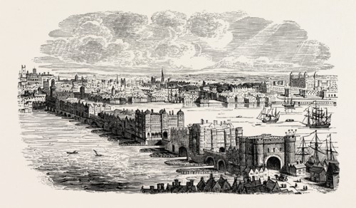 OLD LONDON BRIDGE IN THE SIXTEENTH CENTURY