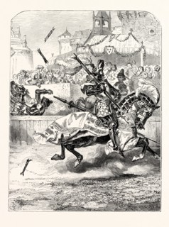 FOURTEENTH CENTURY CHIVALRY, BREAKING A LANCE IN THE LISTS.
