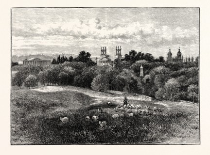 EDINBURGH: WATSON'S, ORPHANS', AND STEWART'S HOSPITALS, FROM DRUMSHEUGH GROUNDS, 1859