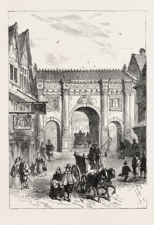 THE OLD WOODEN TEMPLE BAR, As Erected in the Reign of James I., LONDON