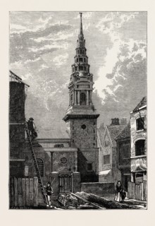 ST. BRIDE'S CHURCH, FLEET STREET, 1824, LONDON