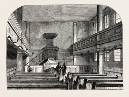 INTERIOR OF THE MORAVIAN CHAPEL IN FETTER LANE, LONDON