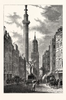 THE MONUMENT AND THE CHURCH OF ST. MAGNUS, ABOUT 1800, LONDON