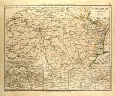 MAP OF WHERE THE FRANCO-PRUSSIAN WAR TOOK PLACE IN FRANCE 1870-1871