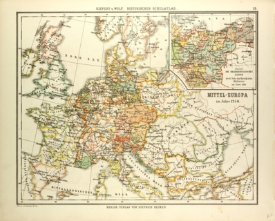 MAP OF CENTRAL EUROPE IN 1250