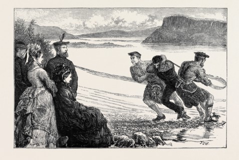 DRAWING THE NET AT LOCH BRORA, A SKETCH DURING THE QUEEN'S VISIT TO DUNROBIN